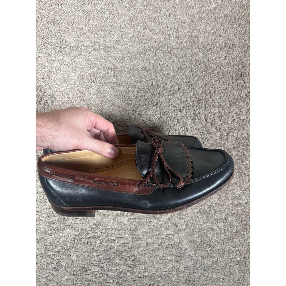 Allen Edmonds Saratoga Mens 11 D Black Brown Two Tone Kiltie Tassel Loafers USA